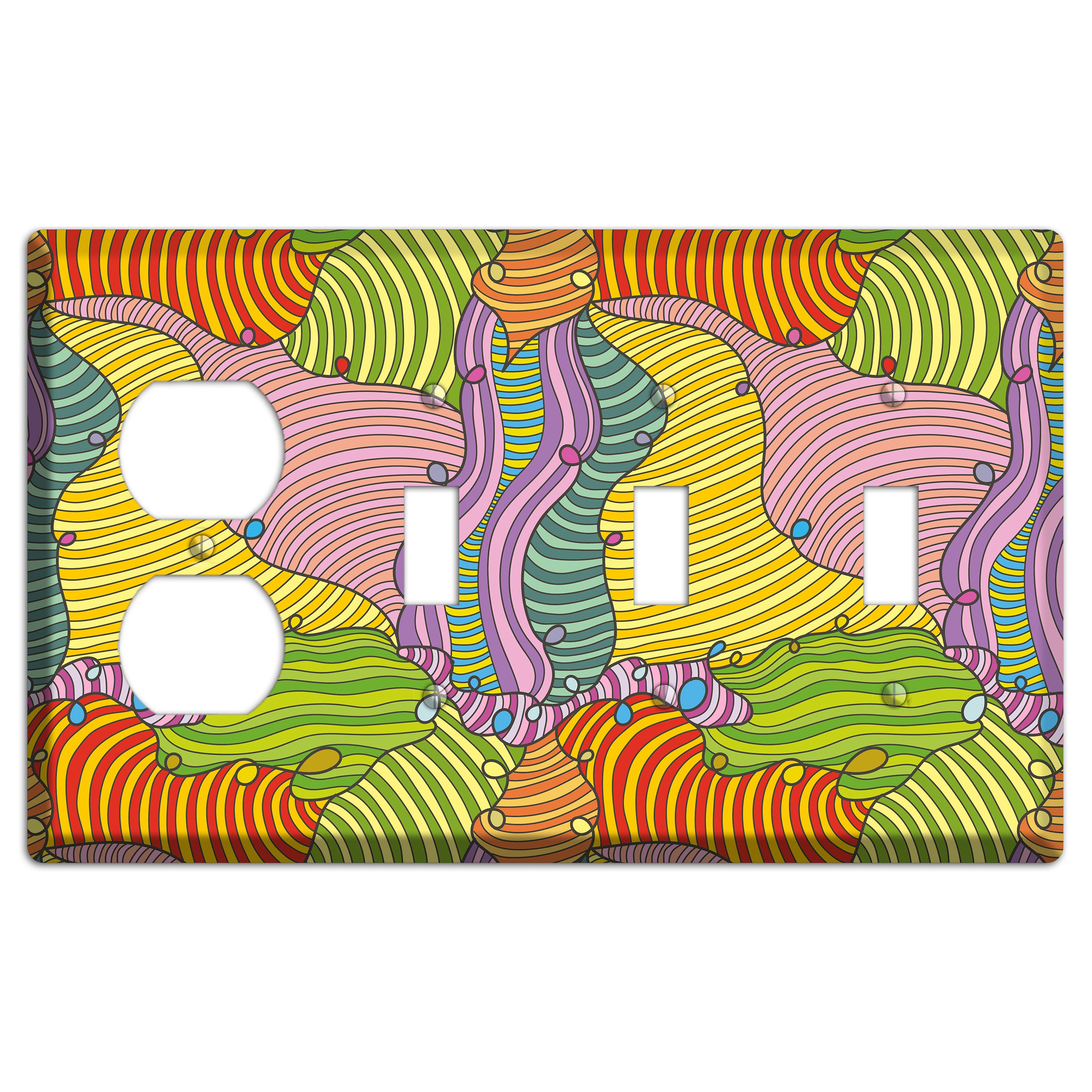 Retro Flourish 5 Duplex / 3 Toggle Wallplate