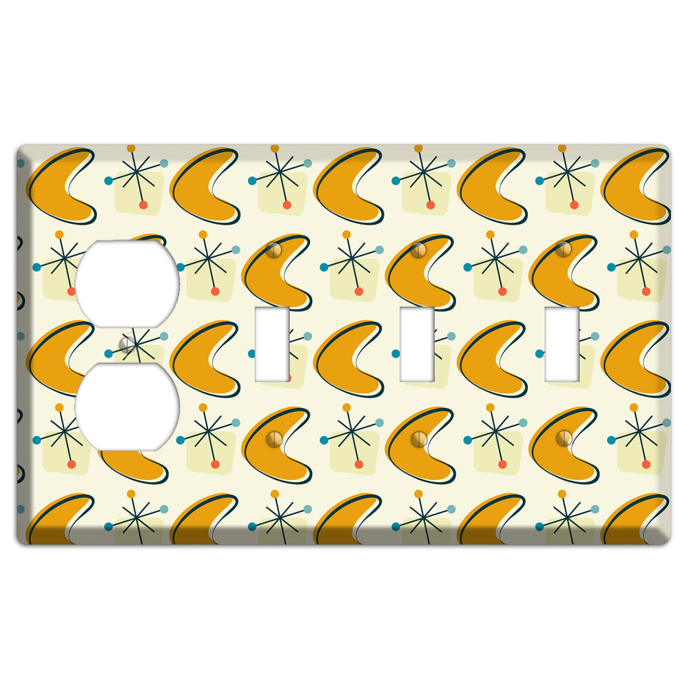 Yellow Boomerang Duplex / 3 Toggle Wallplate