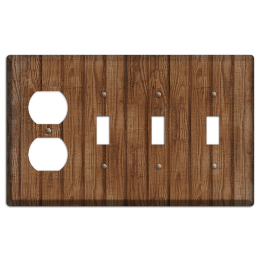 Old Copper Weathered Wood Duplex / 3 Toggle Wallplate