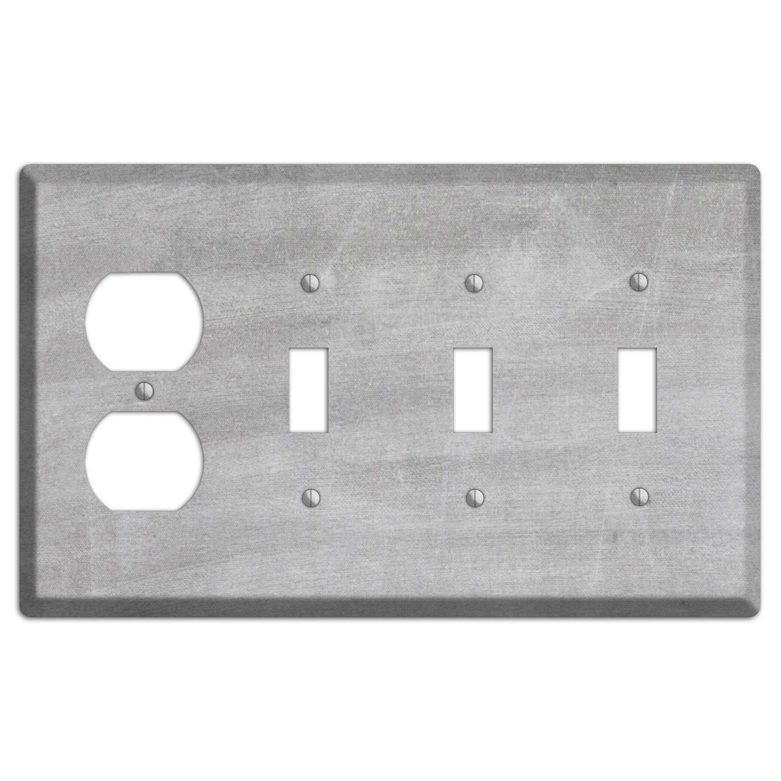 Chalk Light Grey Duplex / 3 Toggle Wallplate