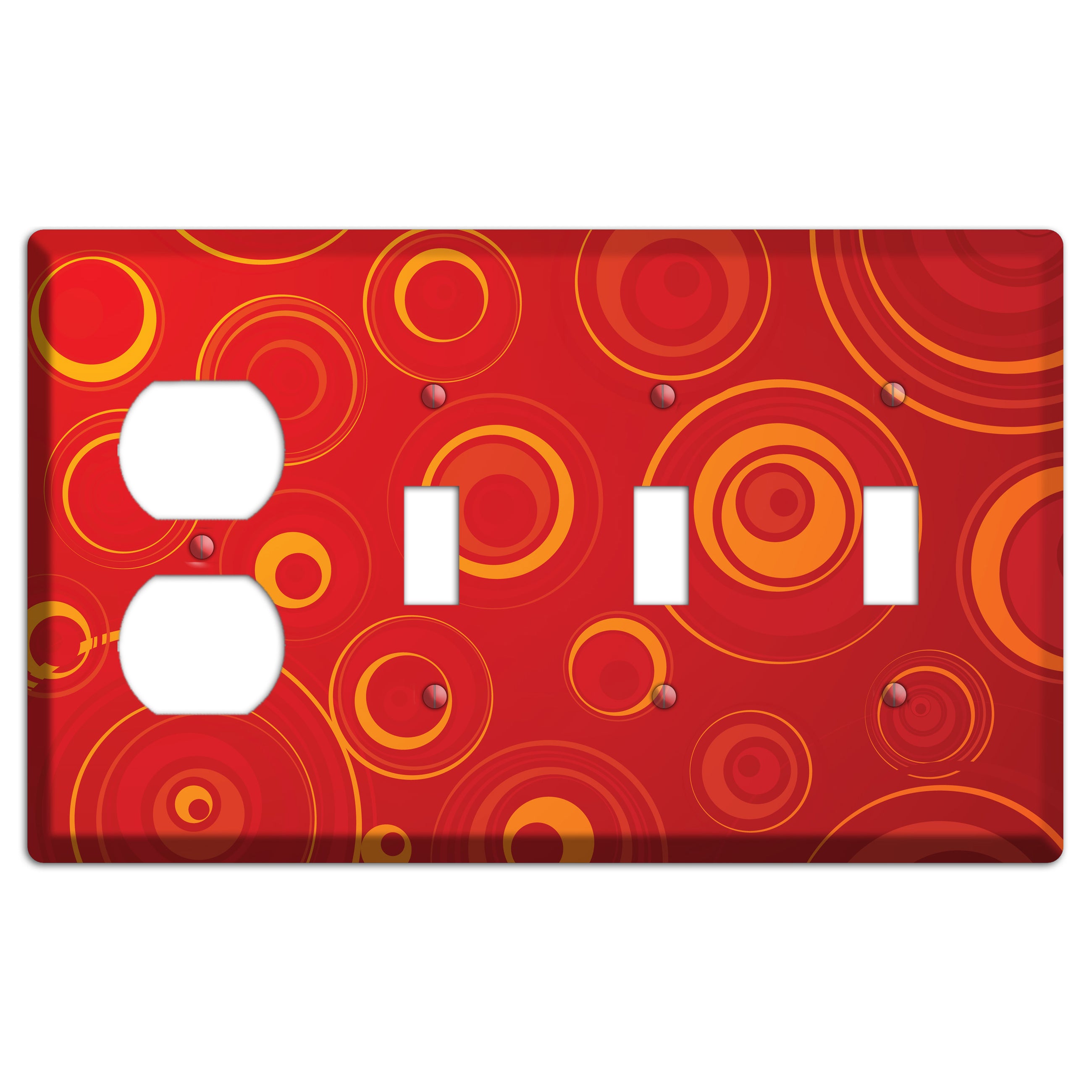 Red Circles Duplex / 3 Toggle Wallplate