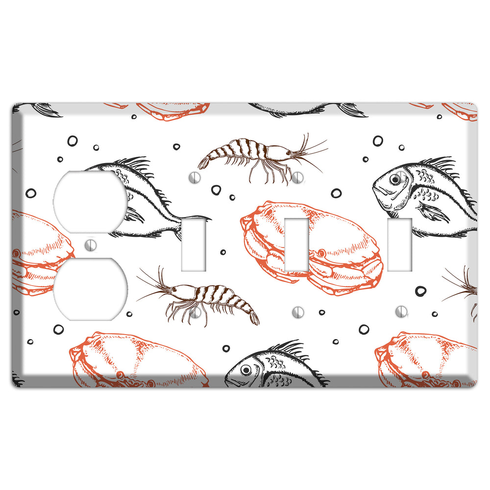 Mixed Sea Life Style 3 Duplex / 3 Toggle Wallplate