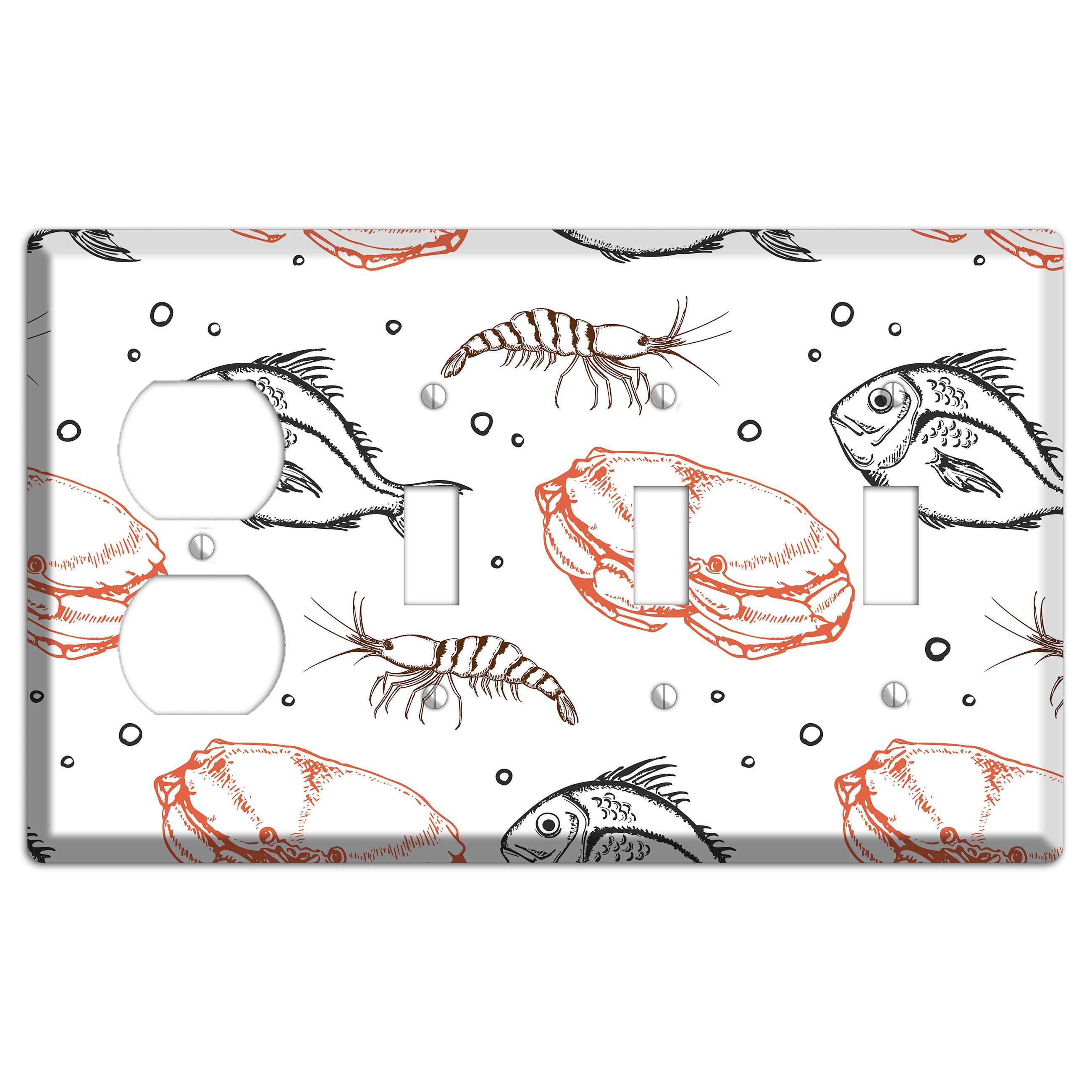 Mixed Sea Life Style 3 Duplex / 3 Toggle Wallplate