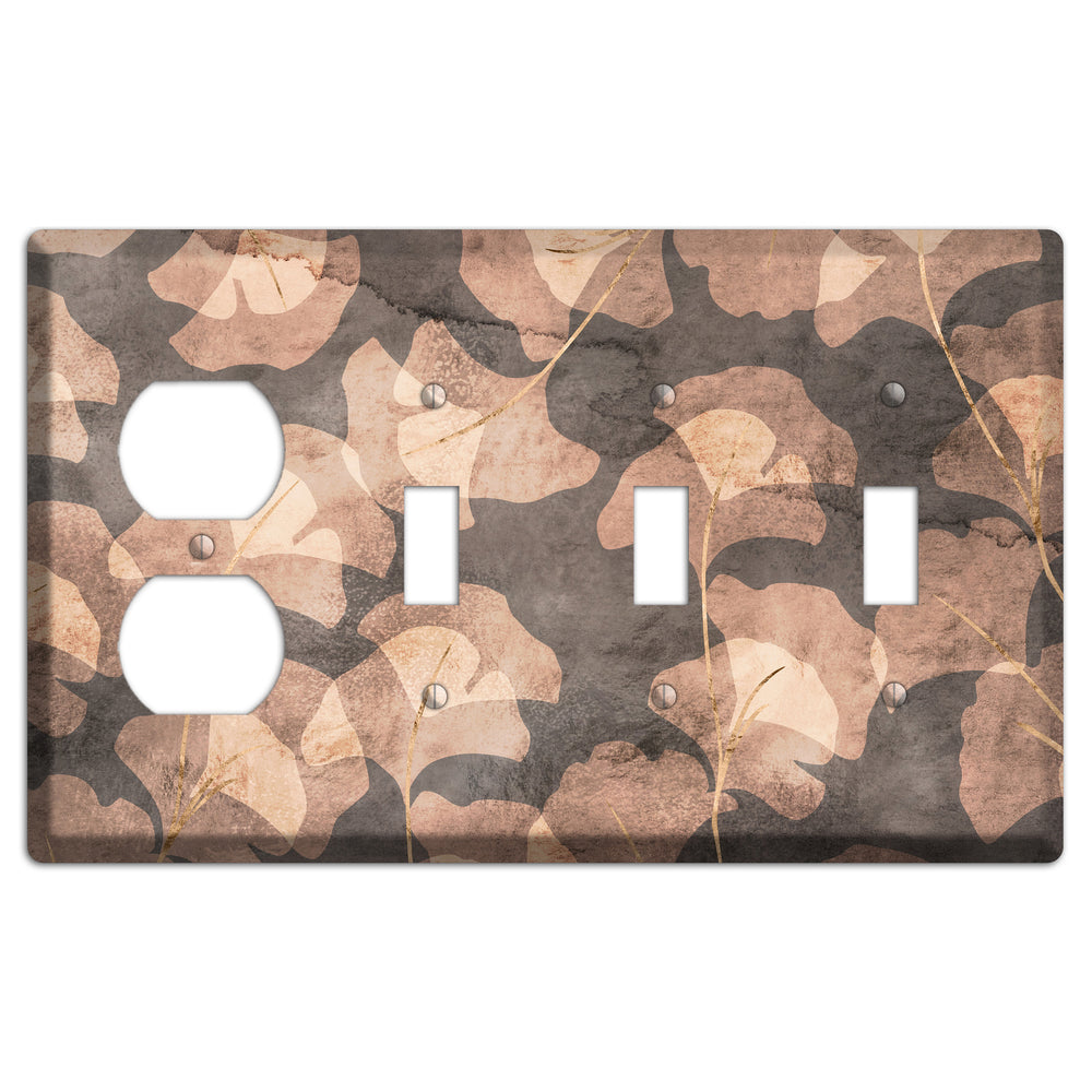 Watercolor Ginkgo Duplex / 3 Toggle Wallplate