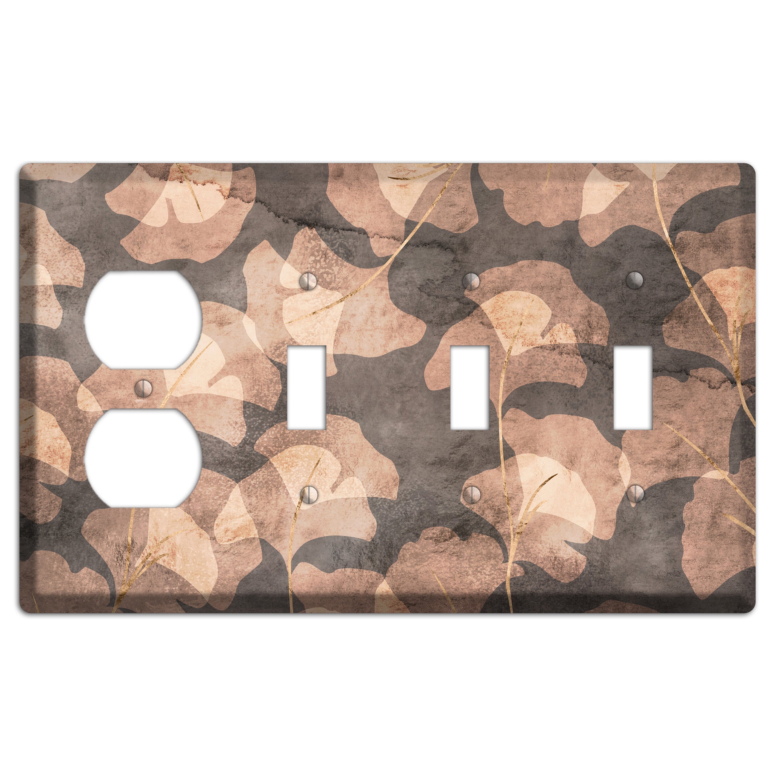 Watercolor Ginkgo Duplex / 3 Toggle Wallplate