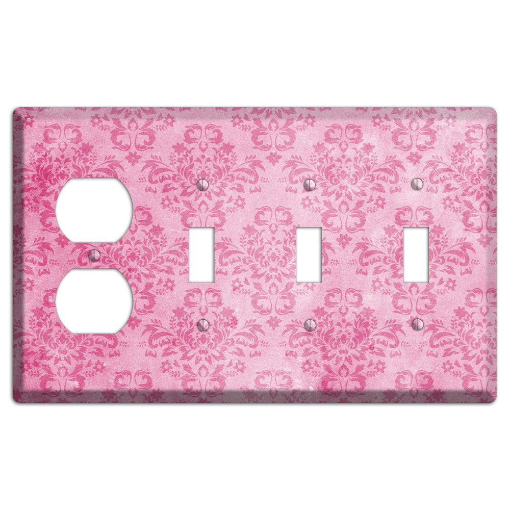 Beauty Bush Pink Texture Duplex / 3 Toggle Wallplate