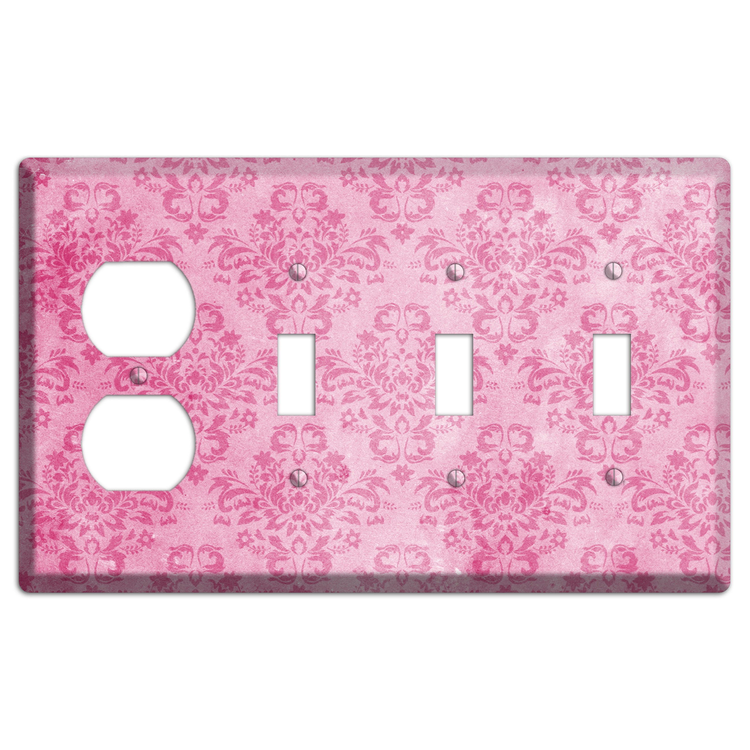 Beauty Bush Pink Texture Duplex / 3 Toggle Wallplate