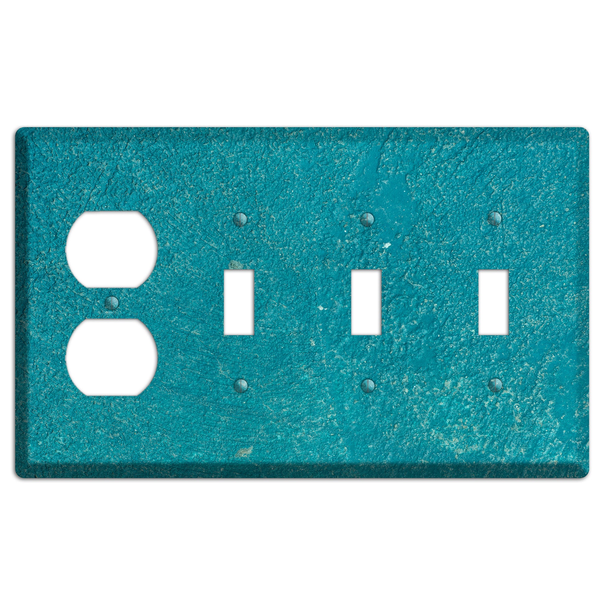 Teal concrete Duplex / 3 Toggle Wallplate