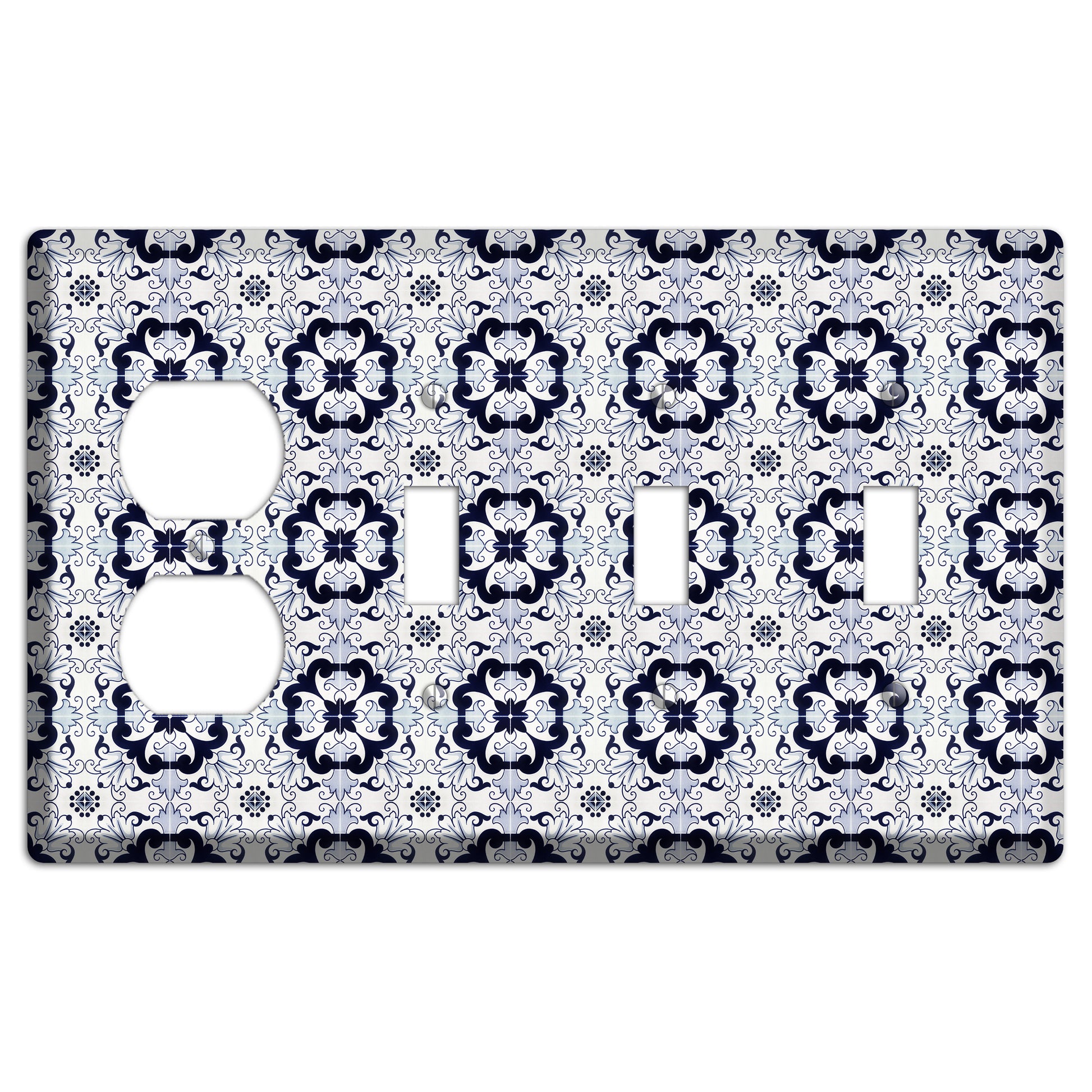 Tavira Tiles 7 Duplex / 3 Toggle Wallplate