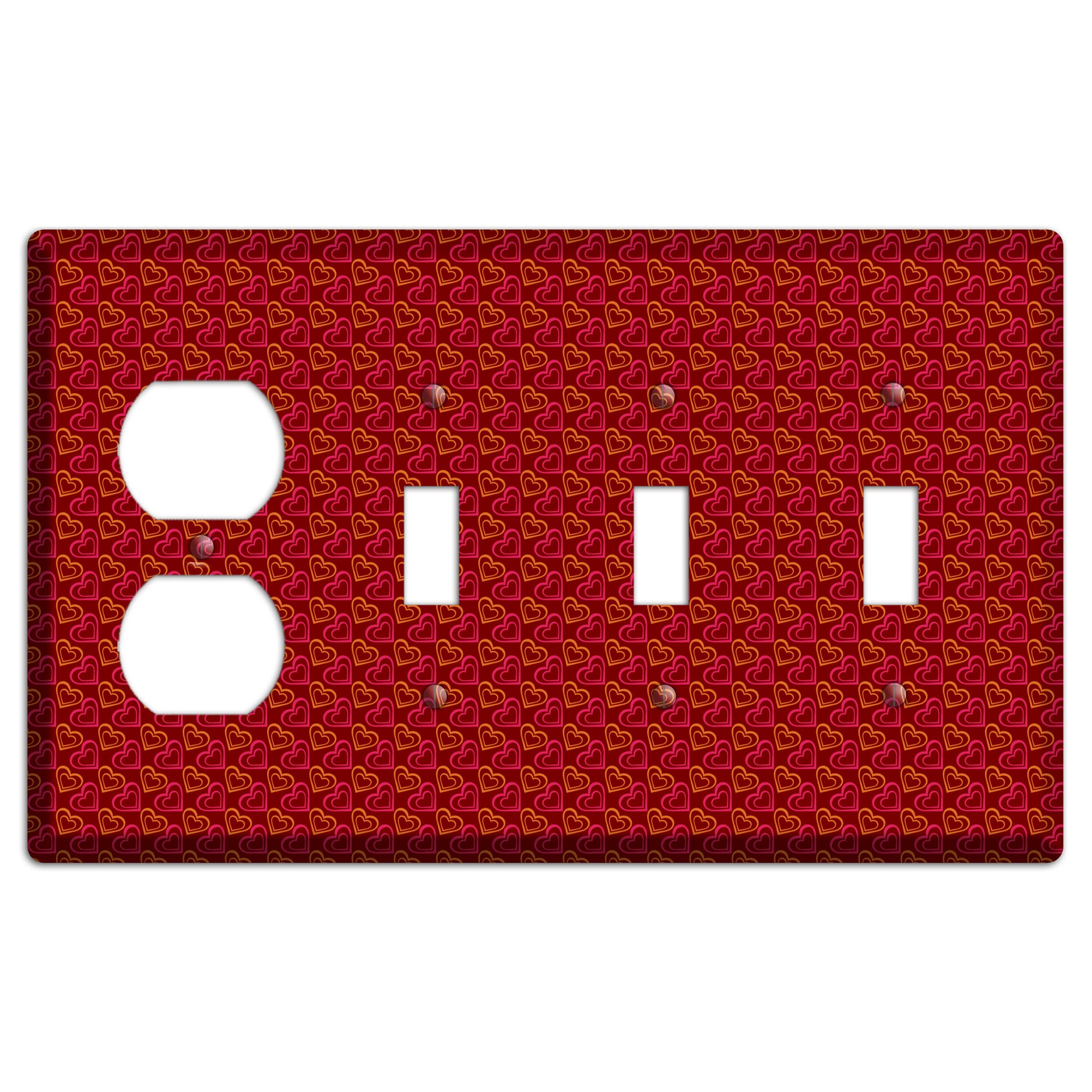 Red and Orange Hearts Duplex / 3 Toggle Wallplate