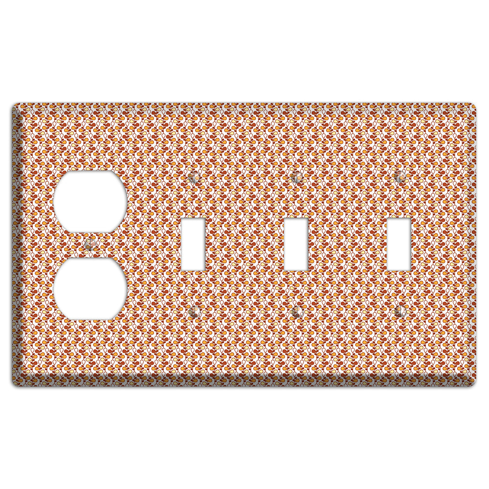 Tiny White Teardrop Vine Duplex / 3 Toggle Wallplate