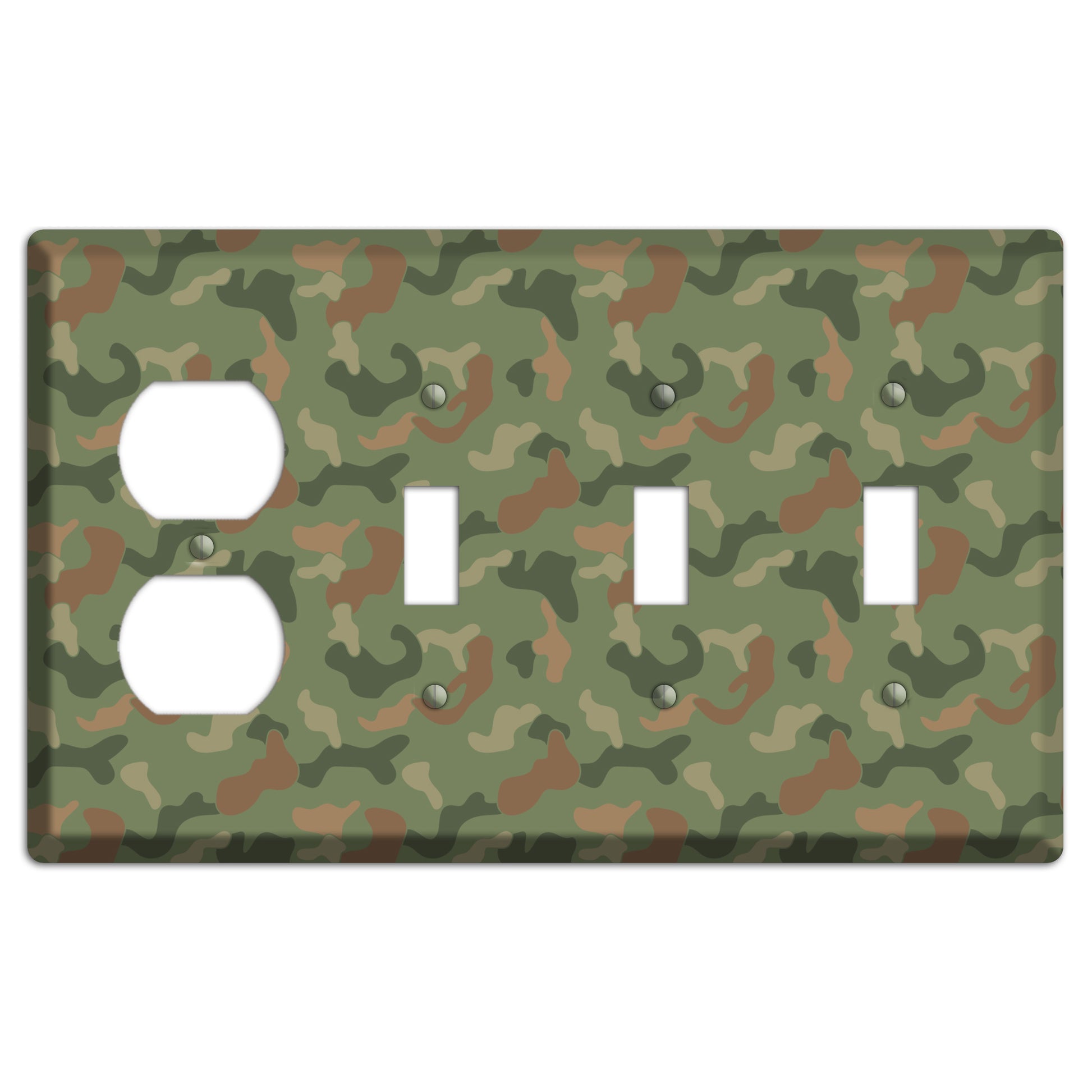 Jungle Green Camo Duplex / 3 Toggle Wallplate