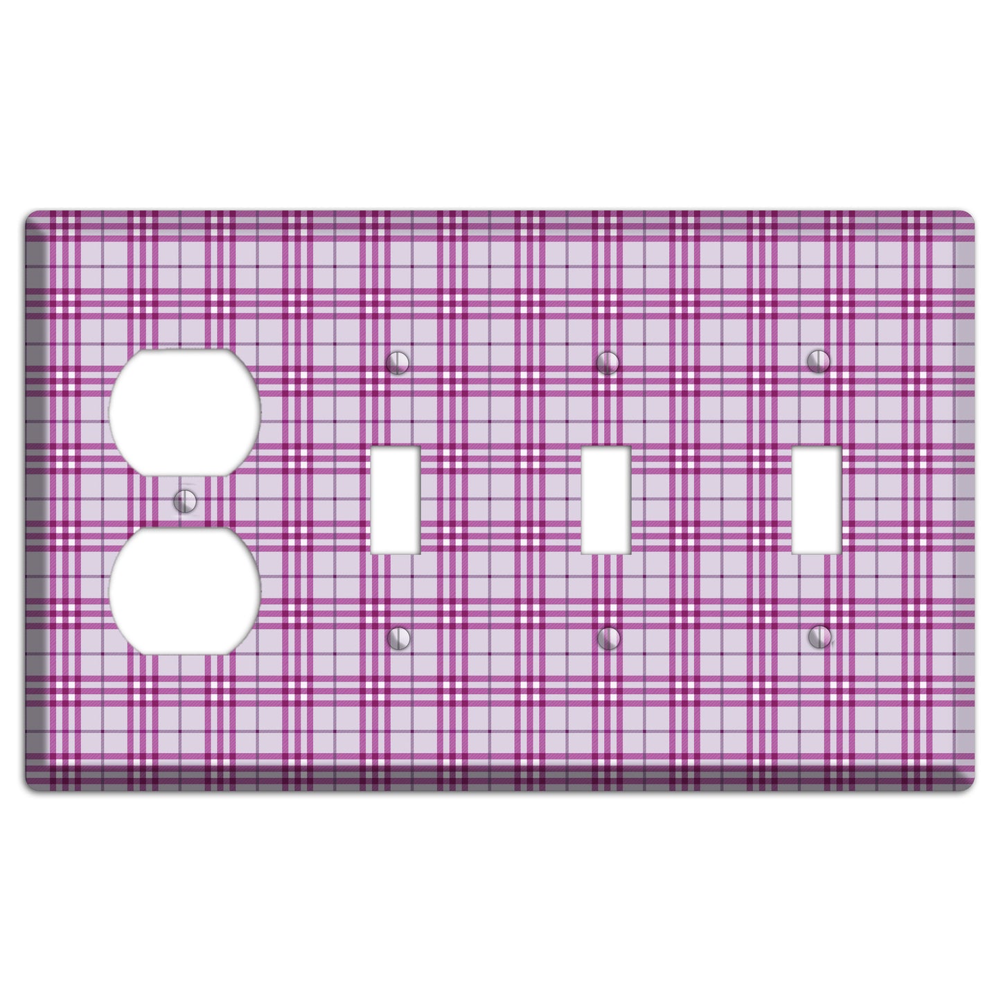 Purple Plaid Duplex / 3 Toggle Wallplate