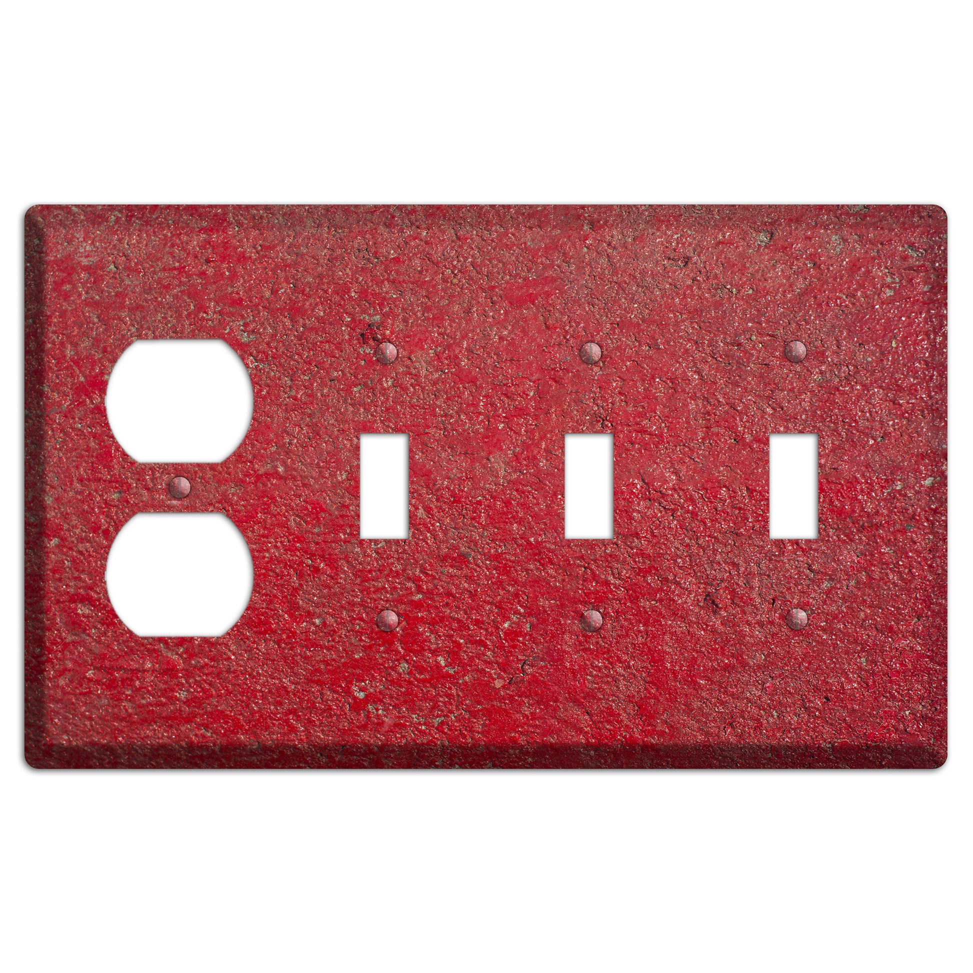 Red Concrete Duplex / 3 Toggle Wallplate