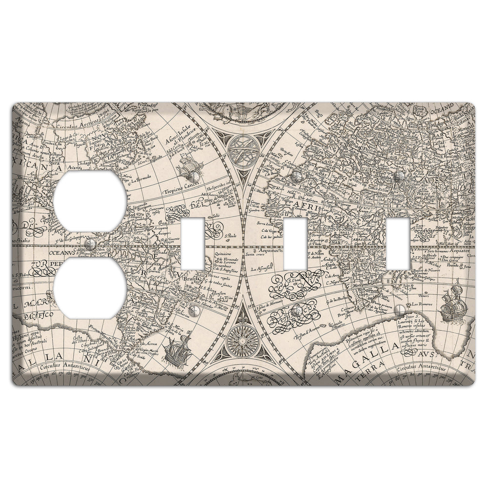 Map of South America Duplex / 3 Toggle Wallplate