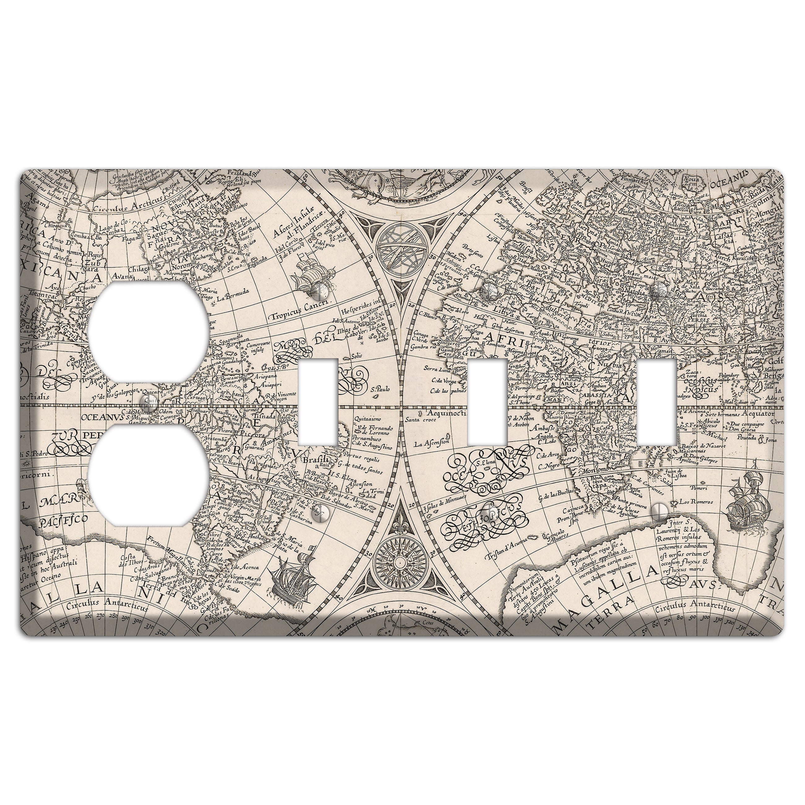 Map of South America Duplex / 3 Toggle Wallplate