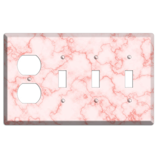 Pink Stained Marble Duplex / 3 Toggle Wallplate