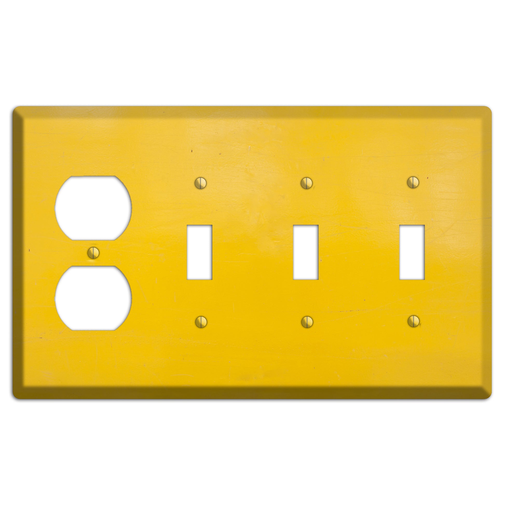 Bright Yellow Concrete Duplex / 3 Toggle Wallplate