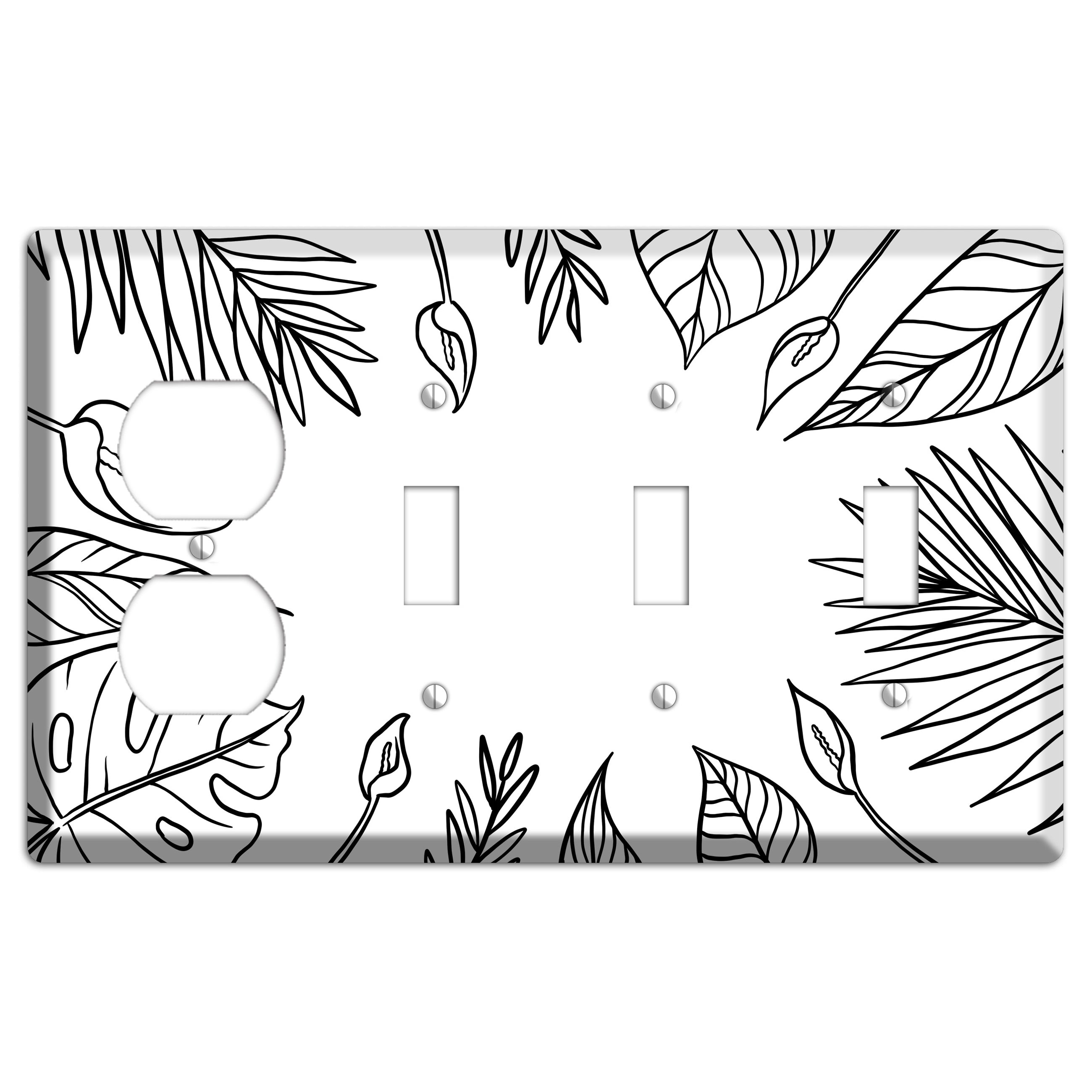 Hand-Drawn Leaves 1 Duplex / 3 Toggle Wallplate