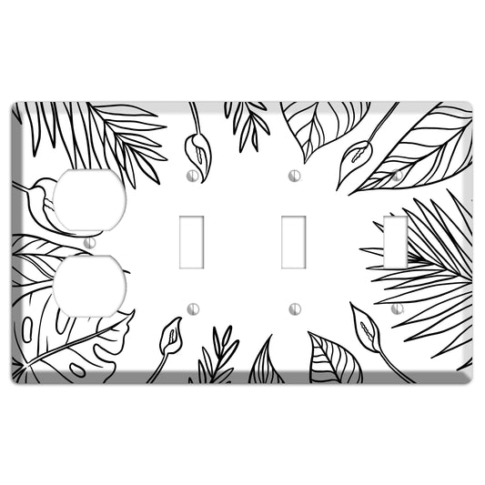 Hand-Drawn Leaves 1 Duplex / 3 Toggle Wallplate