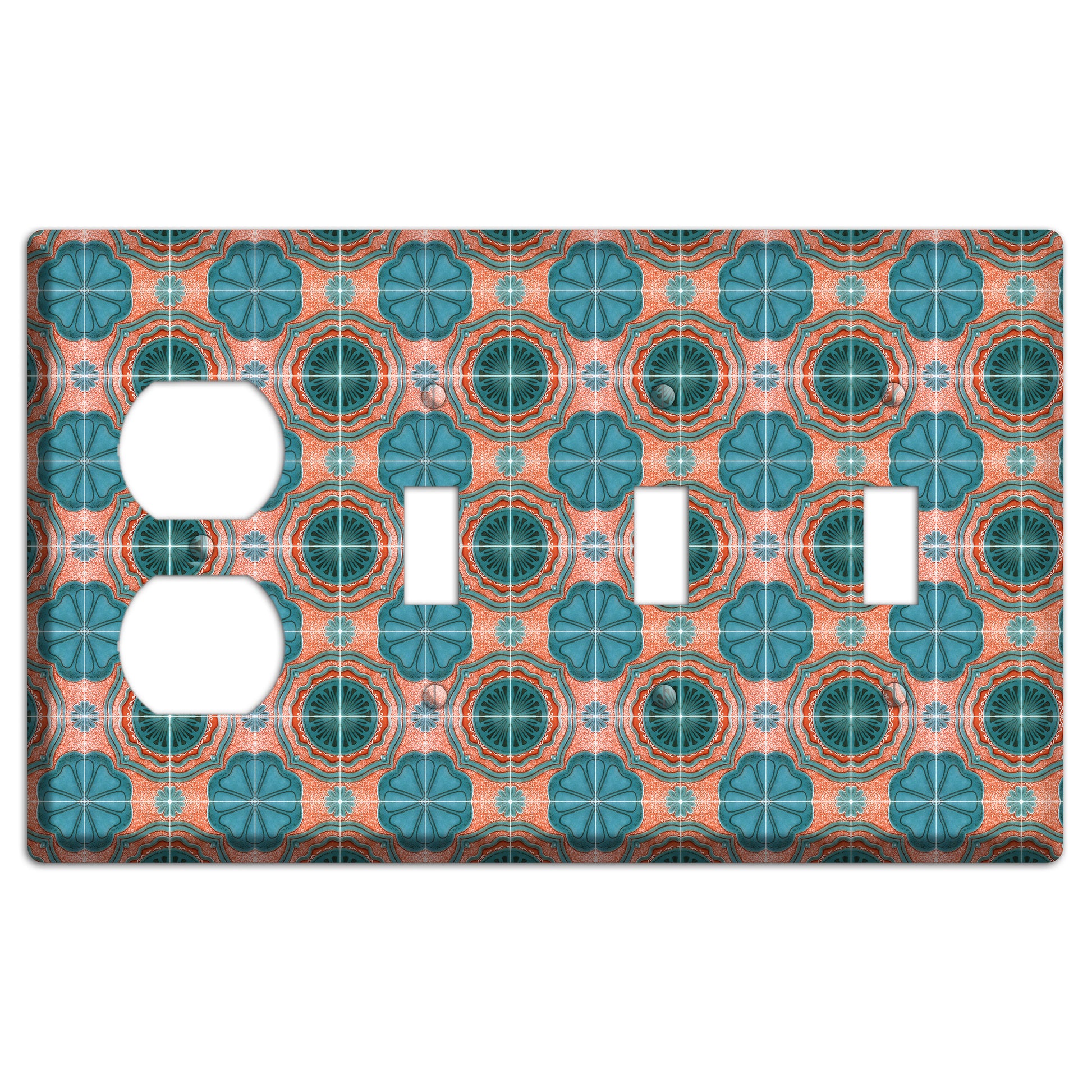 Tavira Tiles 3 Duplex / 3 Toggle Wallplate