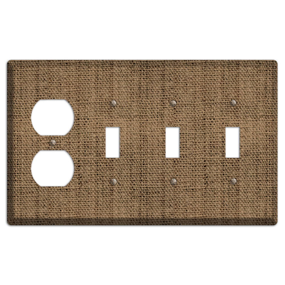 Shadow Burlap Duplex / 3 Toggle Wallplate