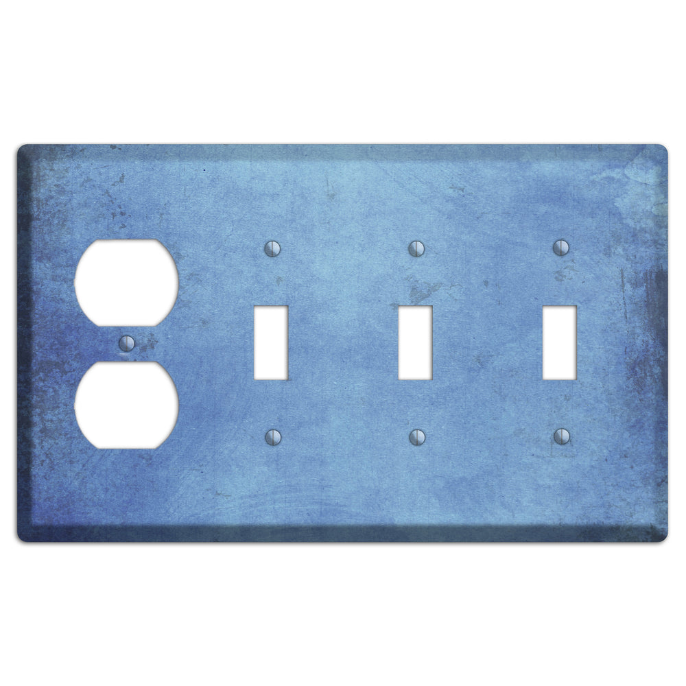 Polo Blue Vintage Grunge Duplex / 3 Toggle Wallplate