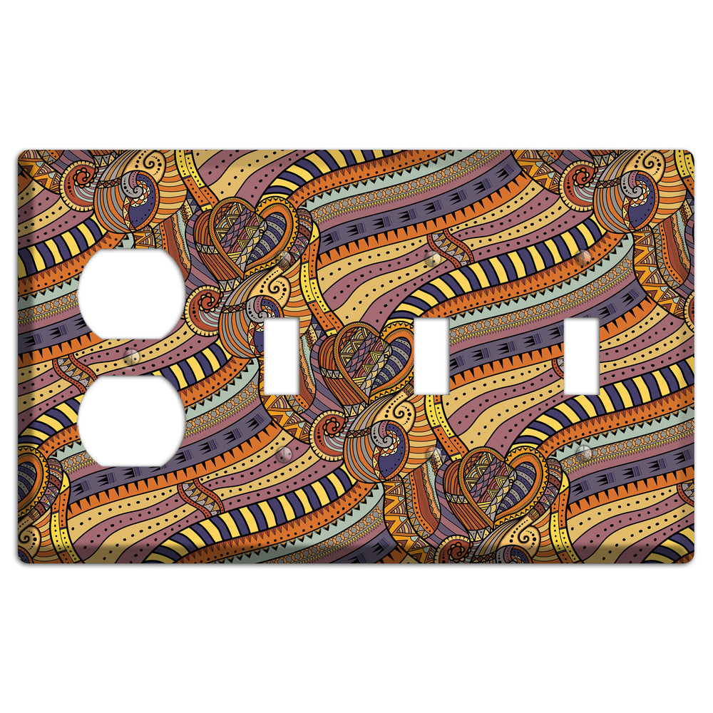 Retro Flourish 7 Duplex / 3 Toggle Wallplate