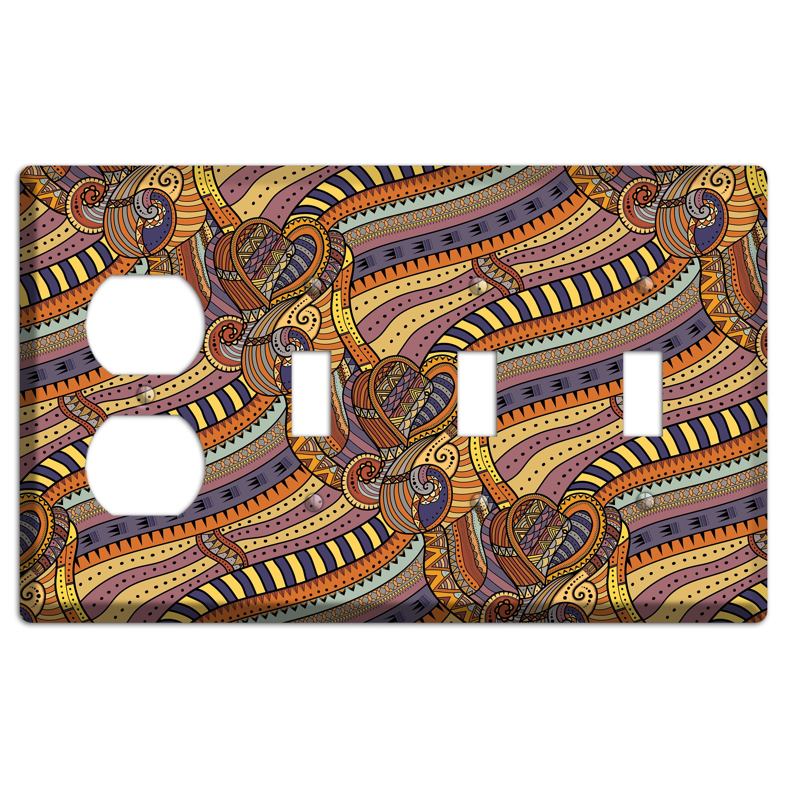 Retro Flourish 7 Duplex / 3 Toggle Wallplate