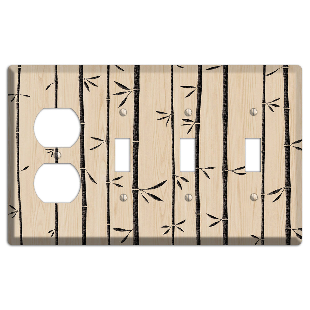 Bamboo Wood Lasered Duplex / 3 Toggle Wallplate