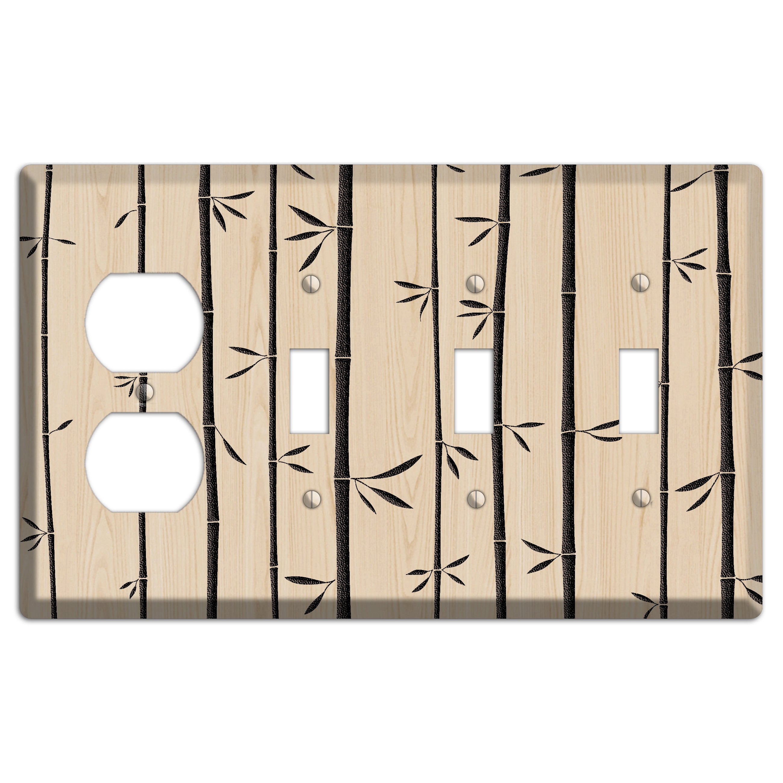 Bamboo Wood Lasered Duplex / 3 Toggle Wallplate