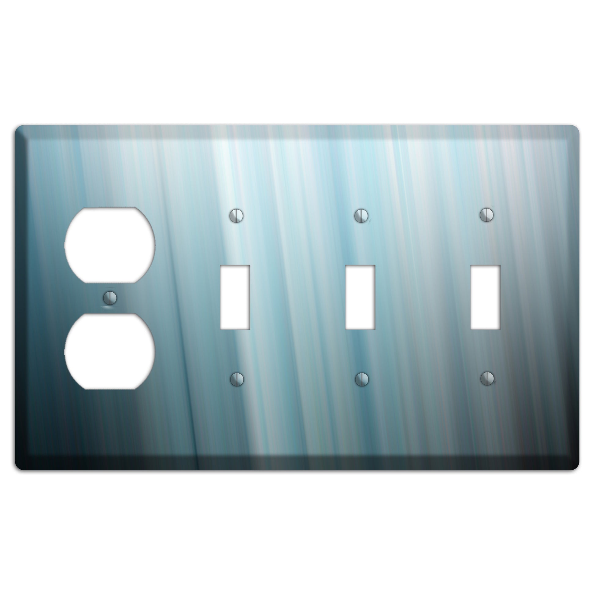 Dusty Blue Ray of Light Duplex / 3 Toggle Wallplate