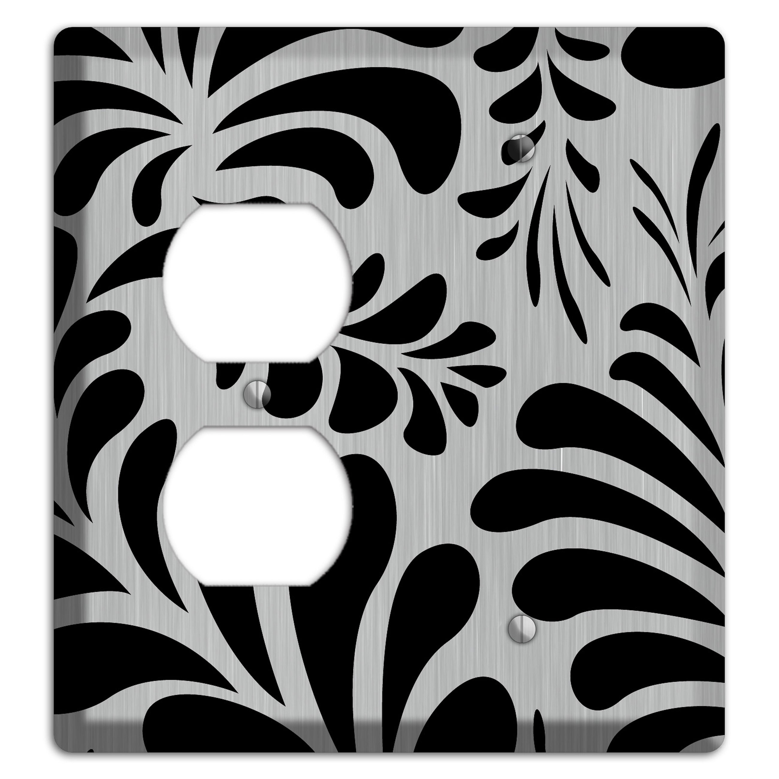 Black Herati  Stainless Duplex / Blank Wallplate