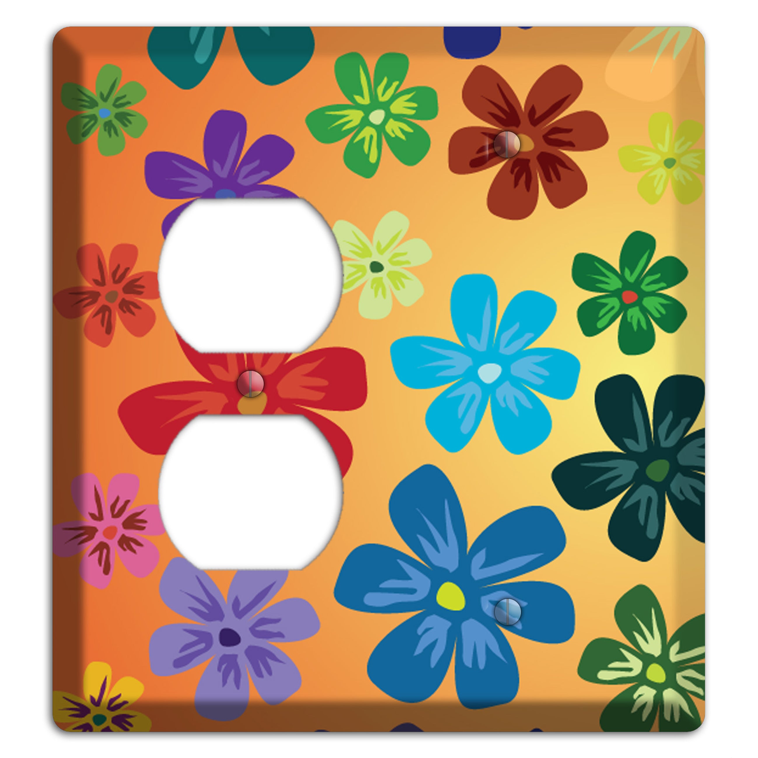 Brown Flowers Duplex / Blank Wallplate