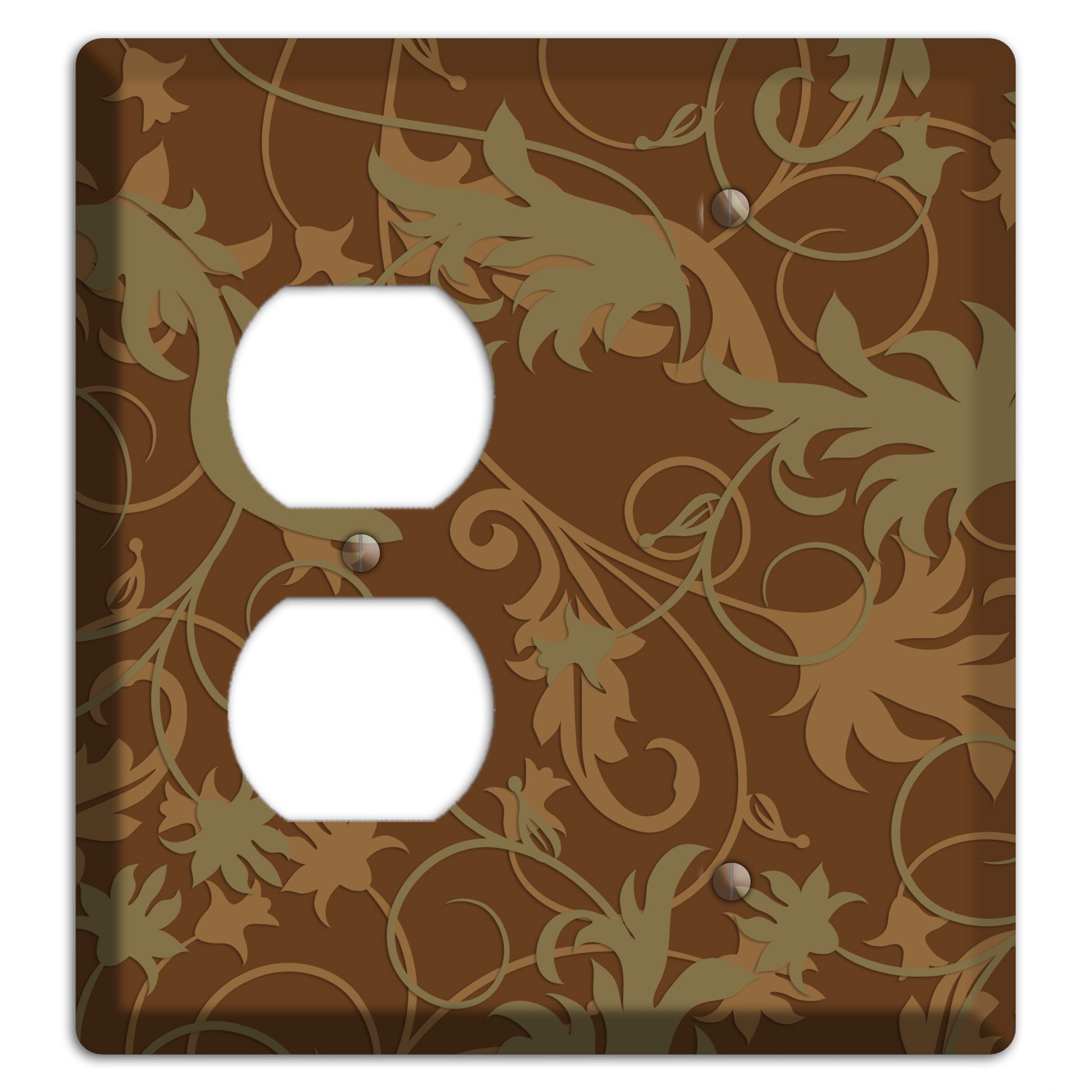 Brown and Olive Victorian Sprig Duplex / Blank Wallplate