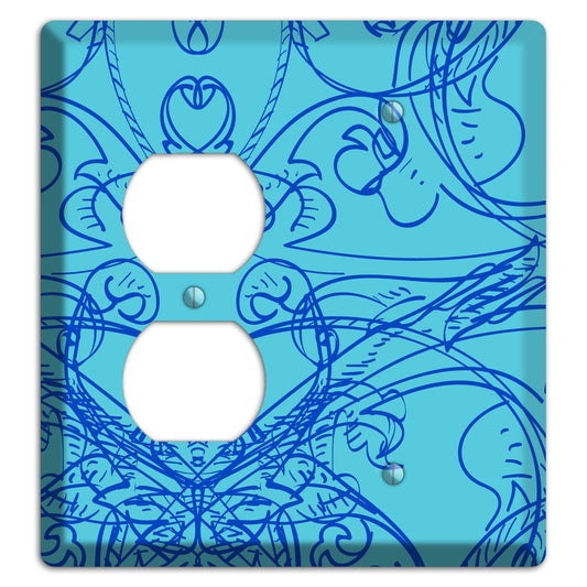 Turquoise Deco Sketch Duplex / Blank Wallplate