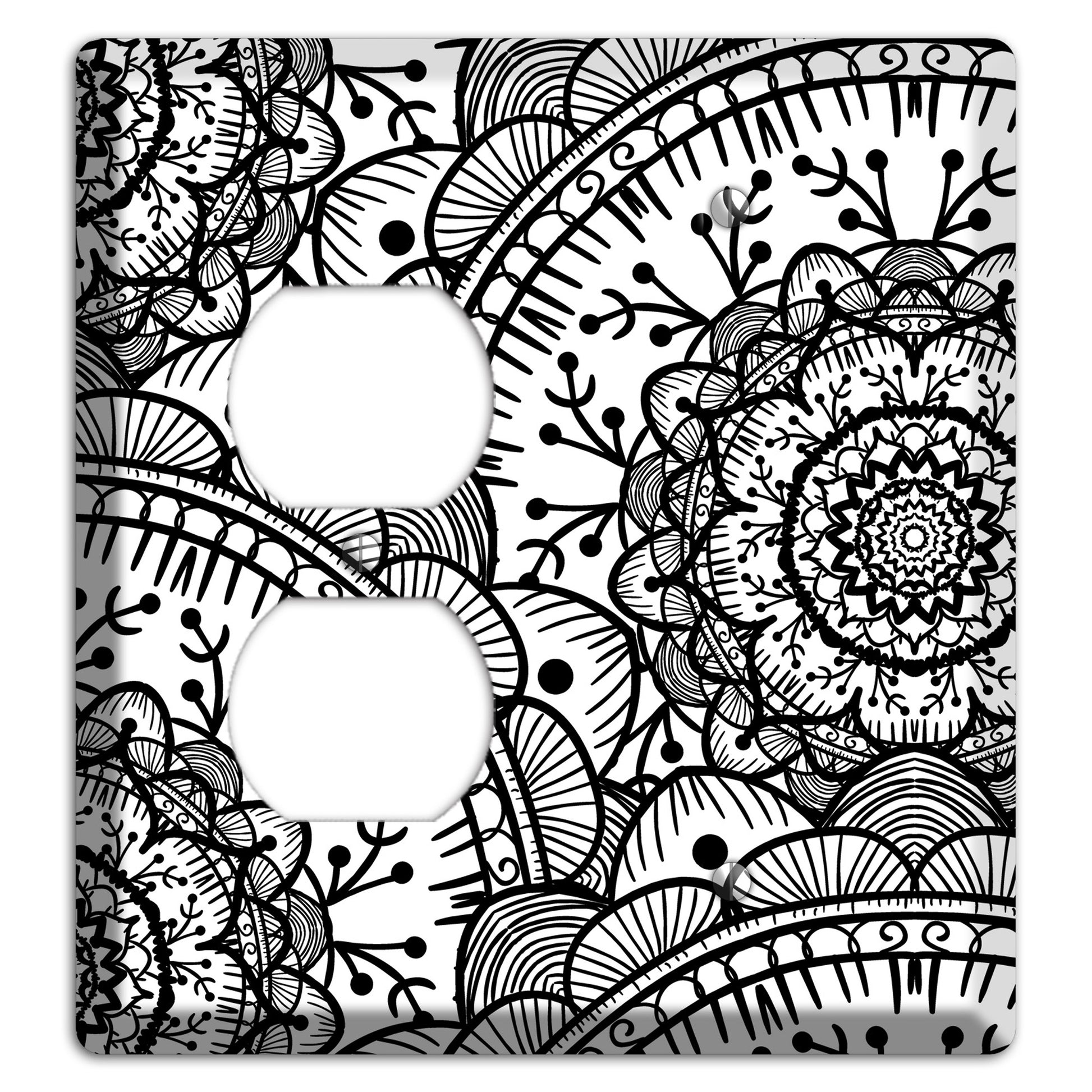 Mandala Black and White Style Q Cover Plates Duplex / Blank Wallplate