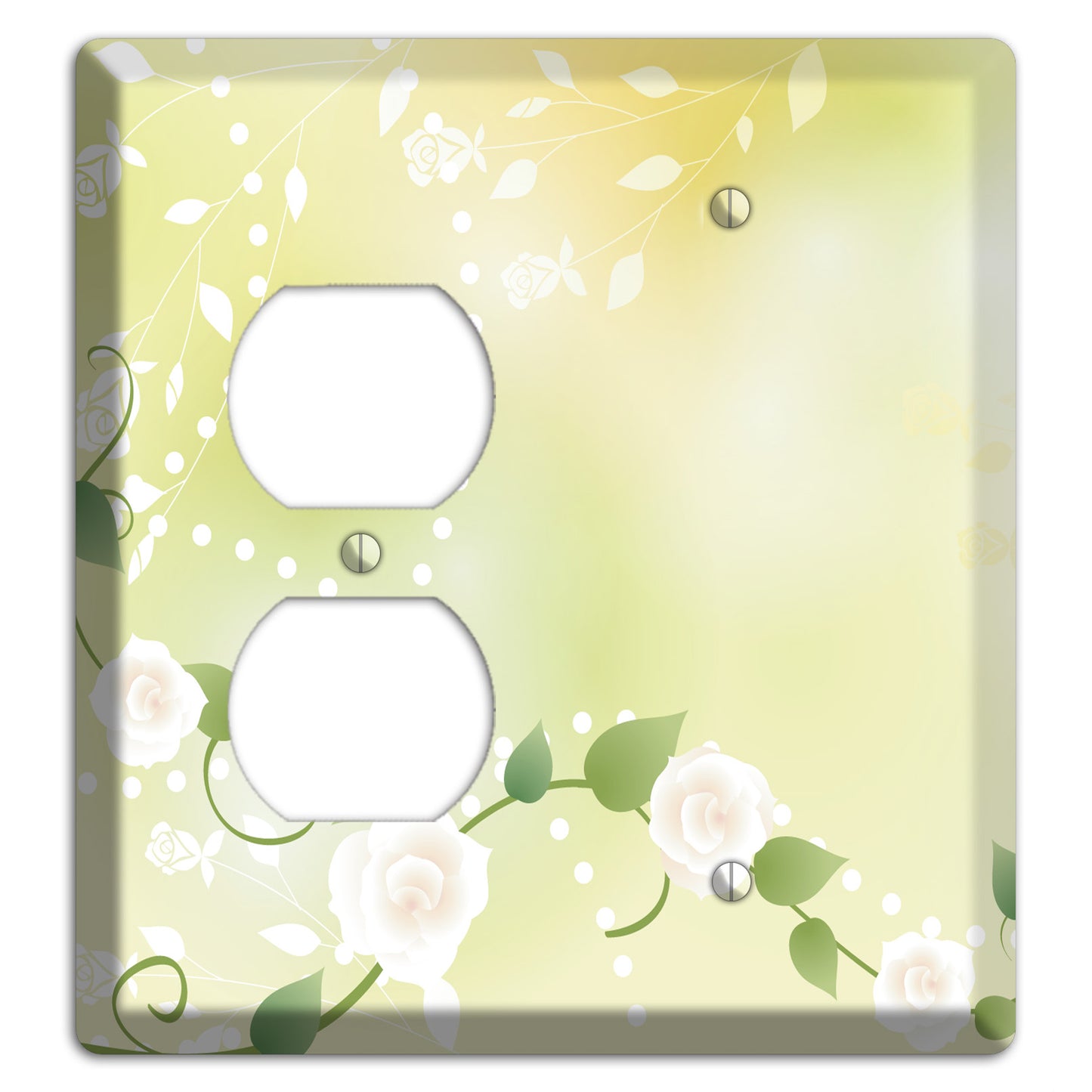 Green Delicate Flowers Duplex / Blank Wallplate