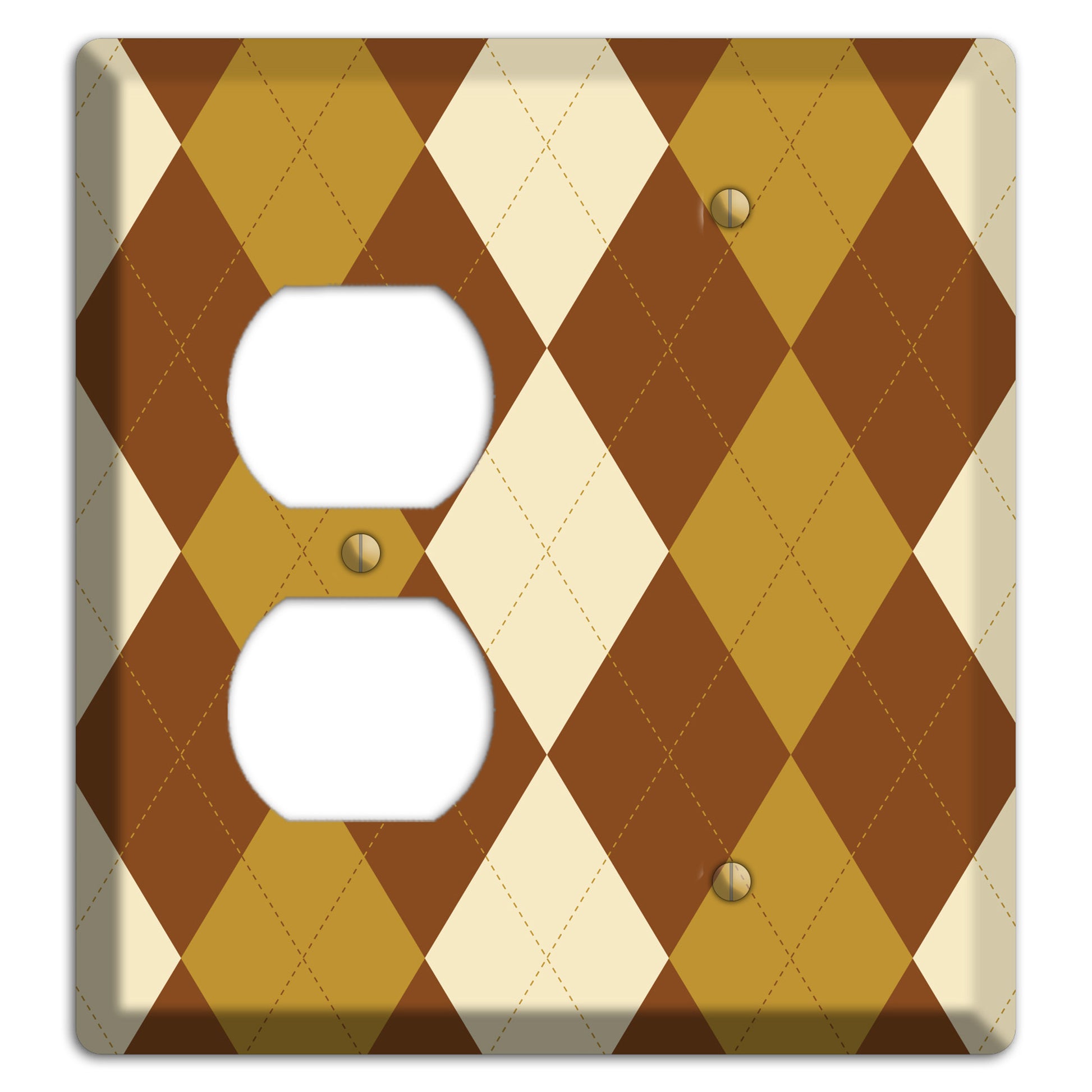 Multi Brown Argyle Duplex / Blank Wallplate