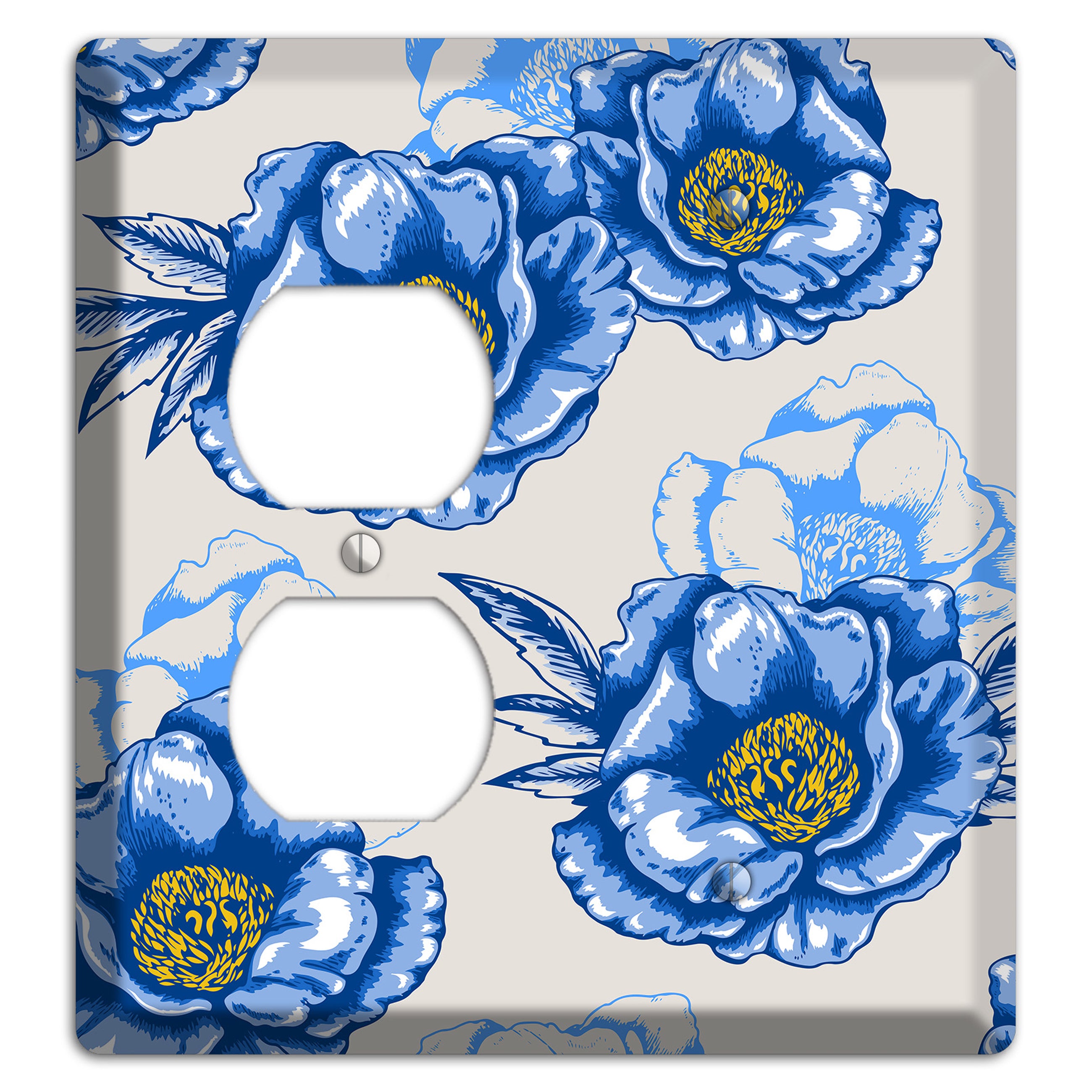 Blue Peony Duplex / Blank Wallplate