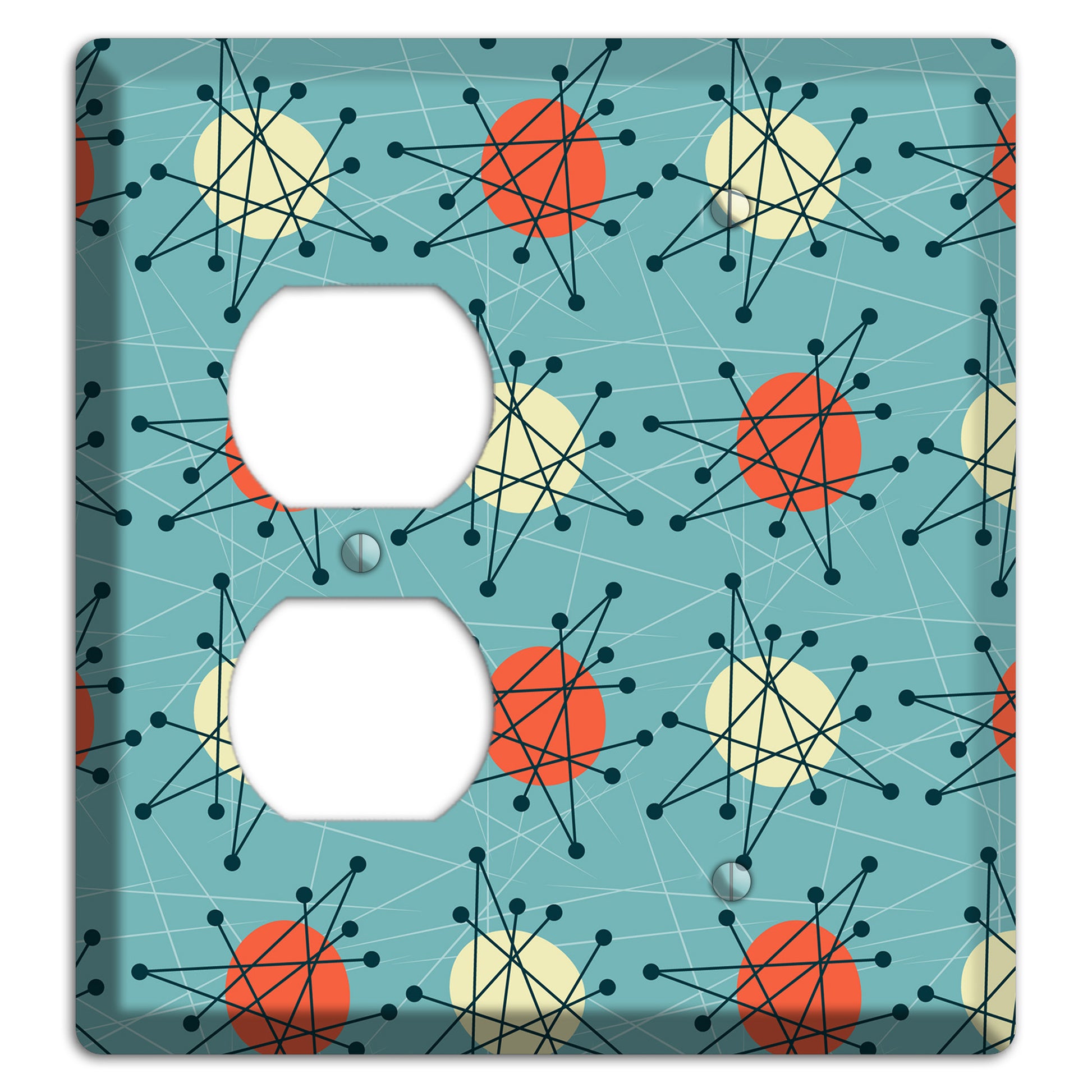 Orange And Yellow Atomic Burst Duplex / Blank Wallplate