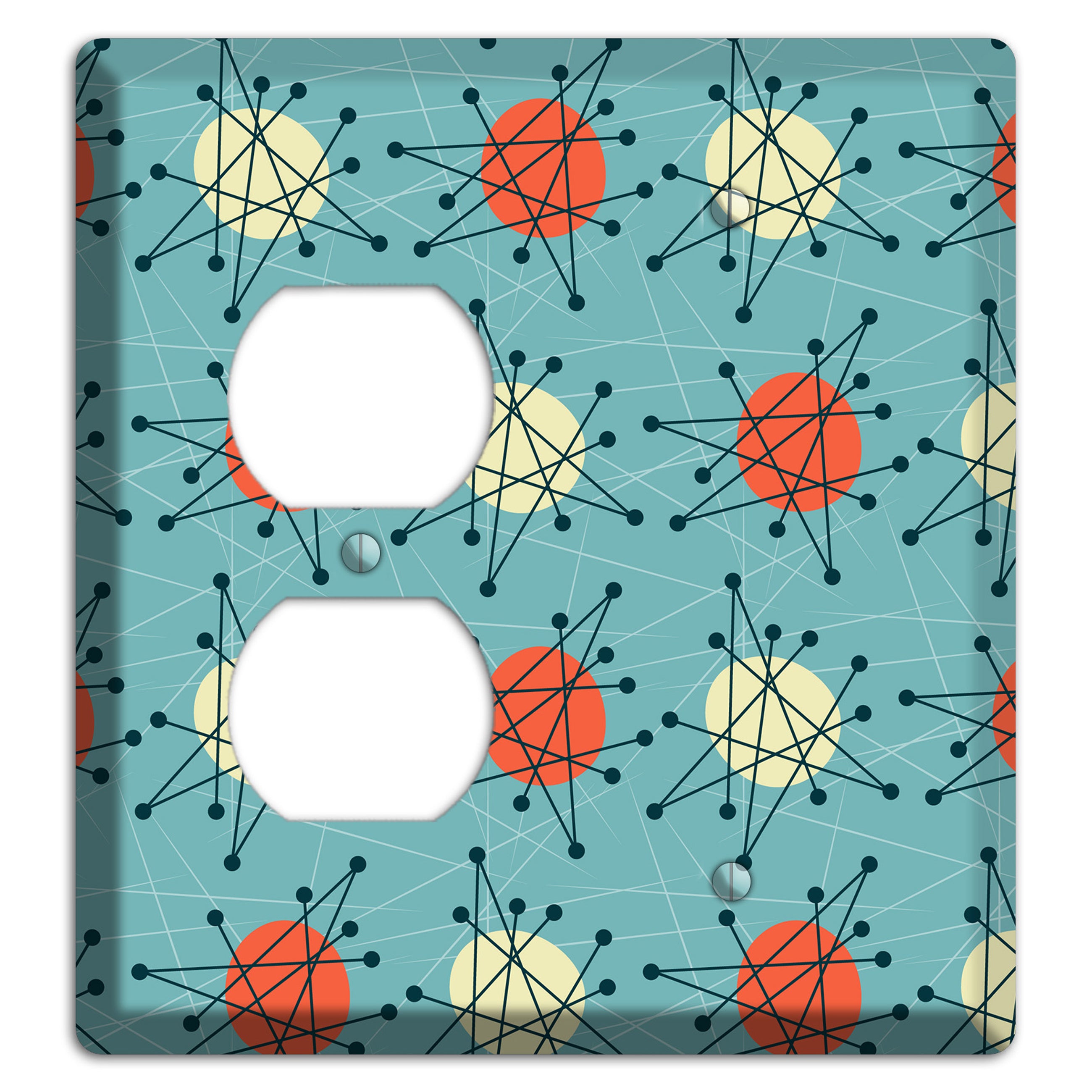 Orange And Yellow Atomic Burst Duplex / Blank Wallplate