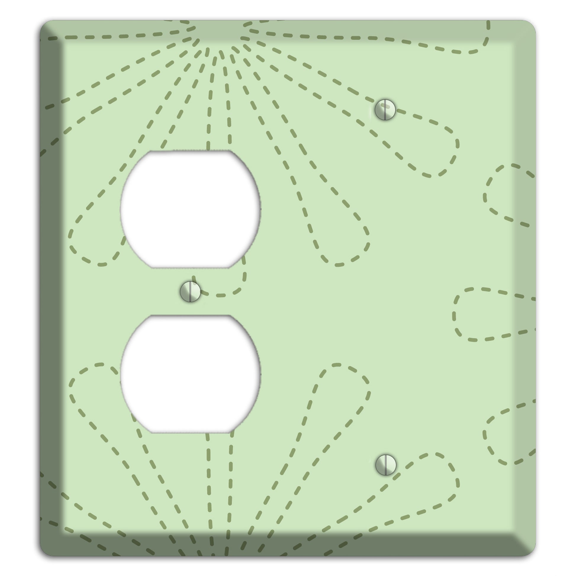 Sage Retro Stipple Floral Contour Duplex / Blank Wallplate