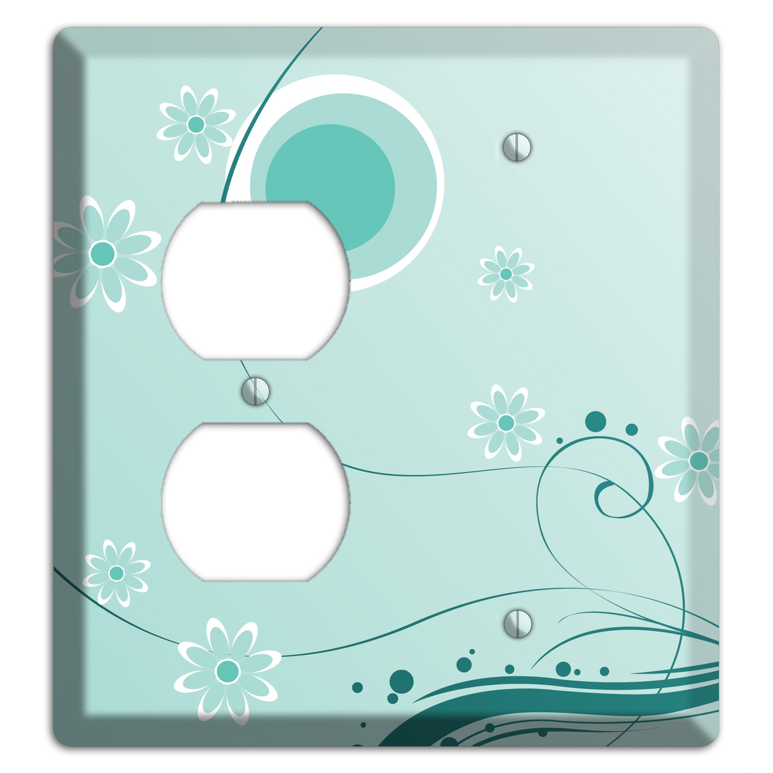 Light Green Floral Duplex / Blank Wallplate