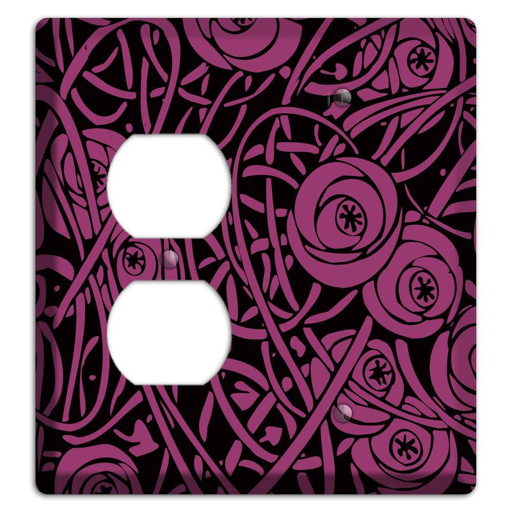 Fuschia Deco Floral Duplex / Blank Wallplate