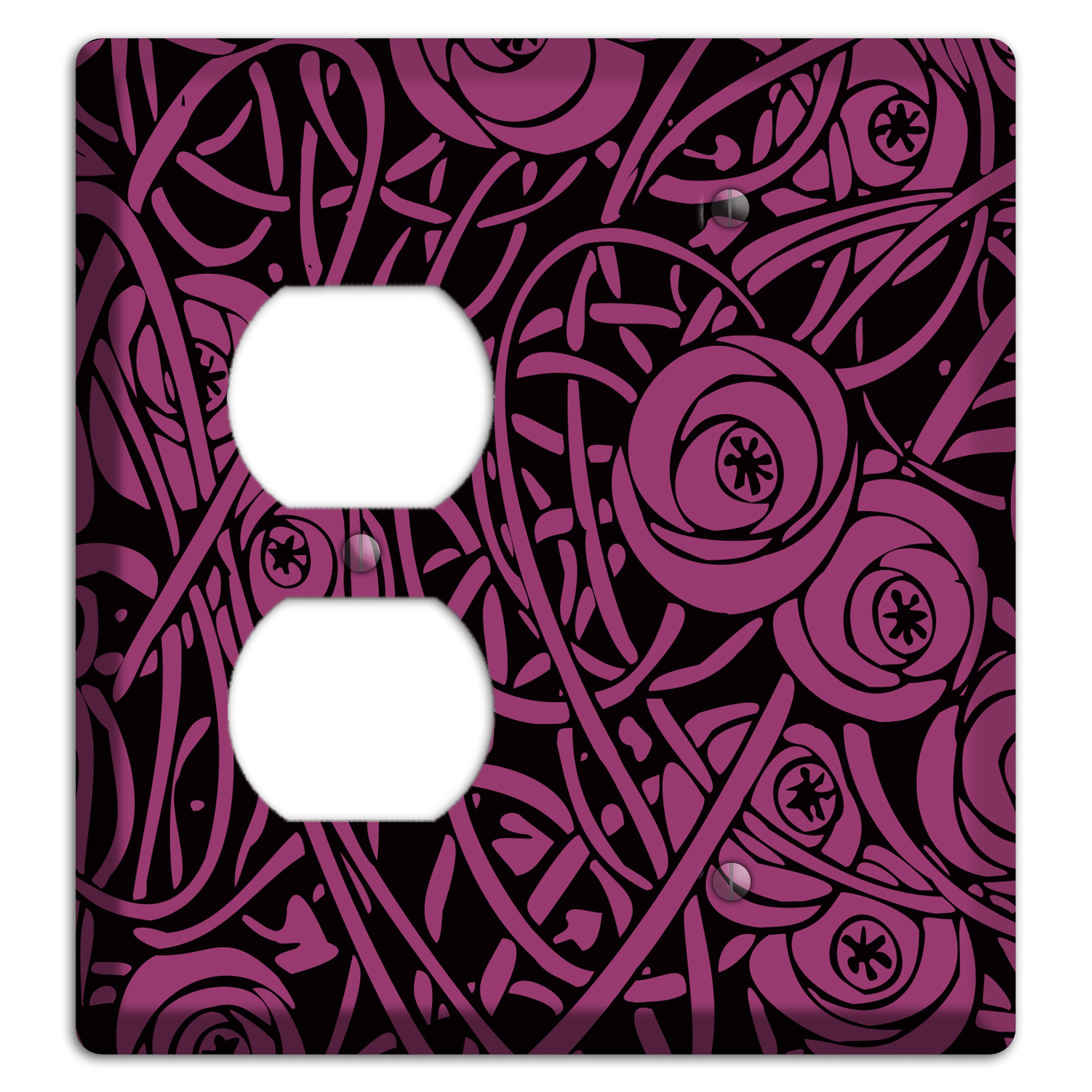 Fuschia Deco Floral Duplex / Blank Wallplate