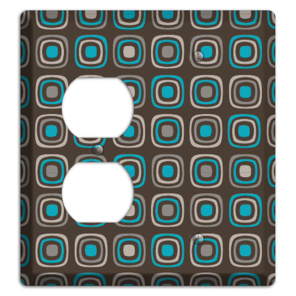 Brown and Blue Rounded Squares Duplex / Blank Wallplate