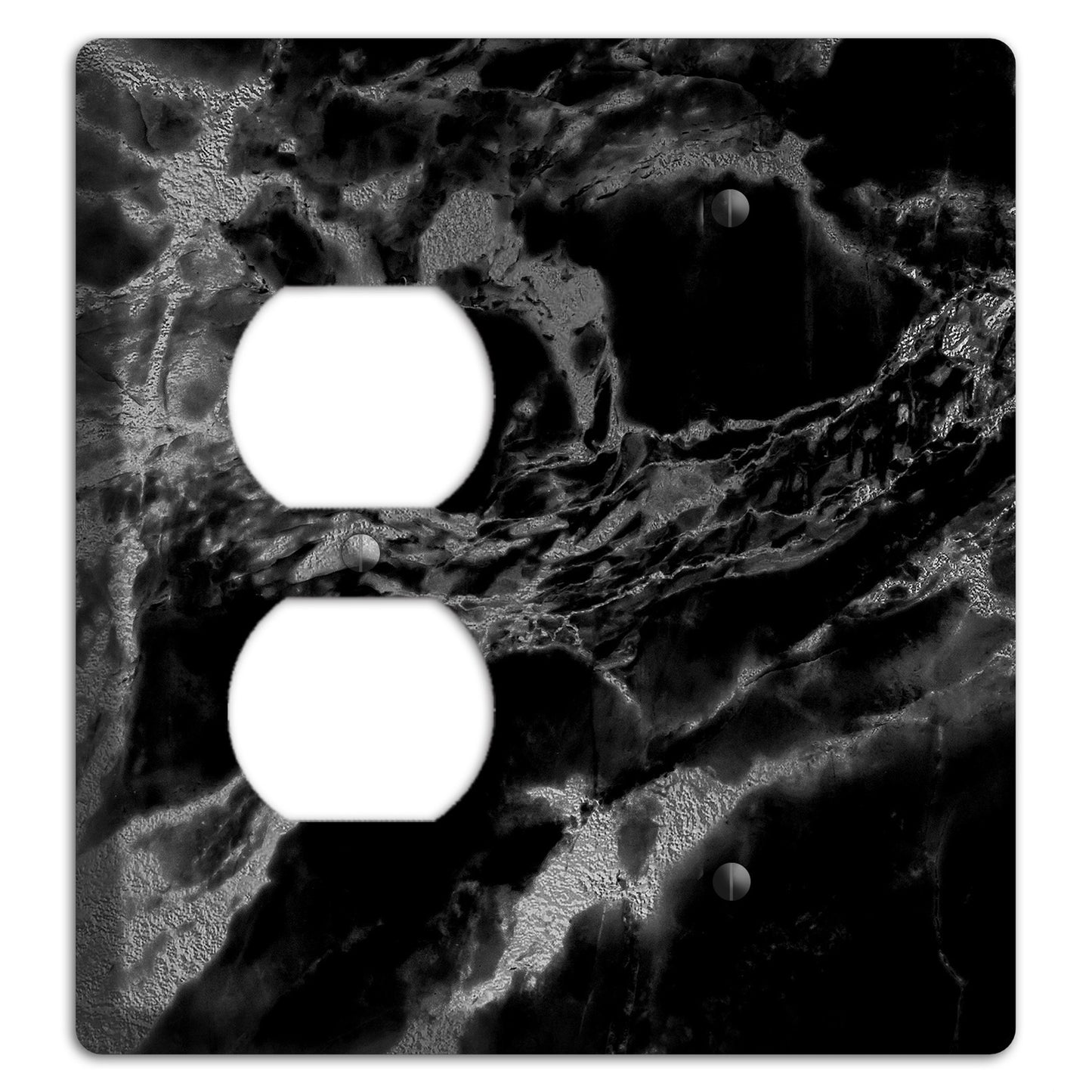 Black and Silver Marble Duplex / Blank Wallplate