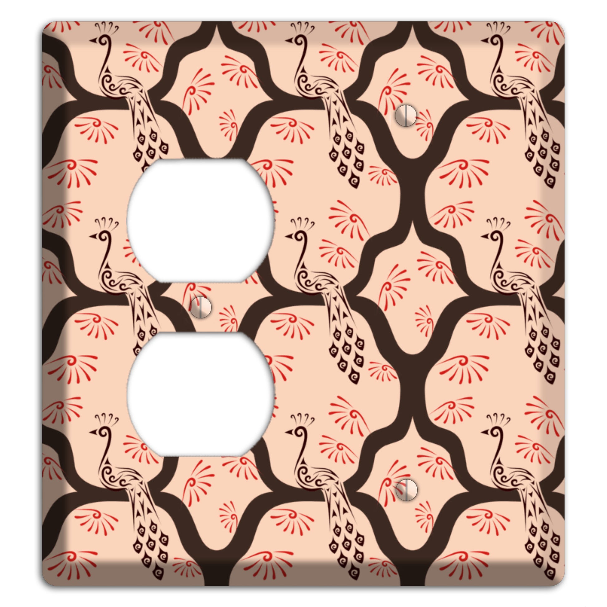 Light Quatrefoil Peacock Duplex / Blank Wallplate