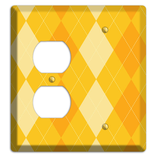 Yellow Argyle Duplex / Blank Wallplate
